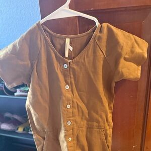 Rylee + Cru Tan Button-Up Jumpsuit